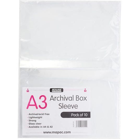 Artcare Clear A3 Archival Box Sleeves – 10 Pack Synthetic