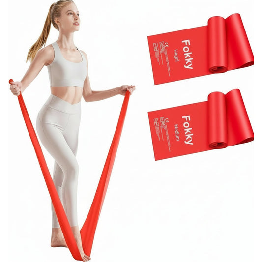 Fokky 3‑Piece Resistance Band Set – 1.5 m & 2 m, Yellow, Red, Blue