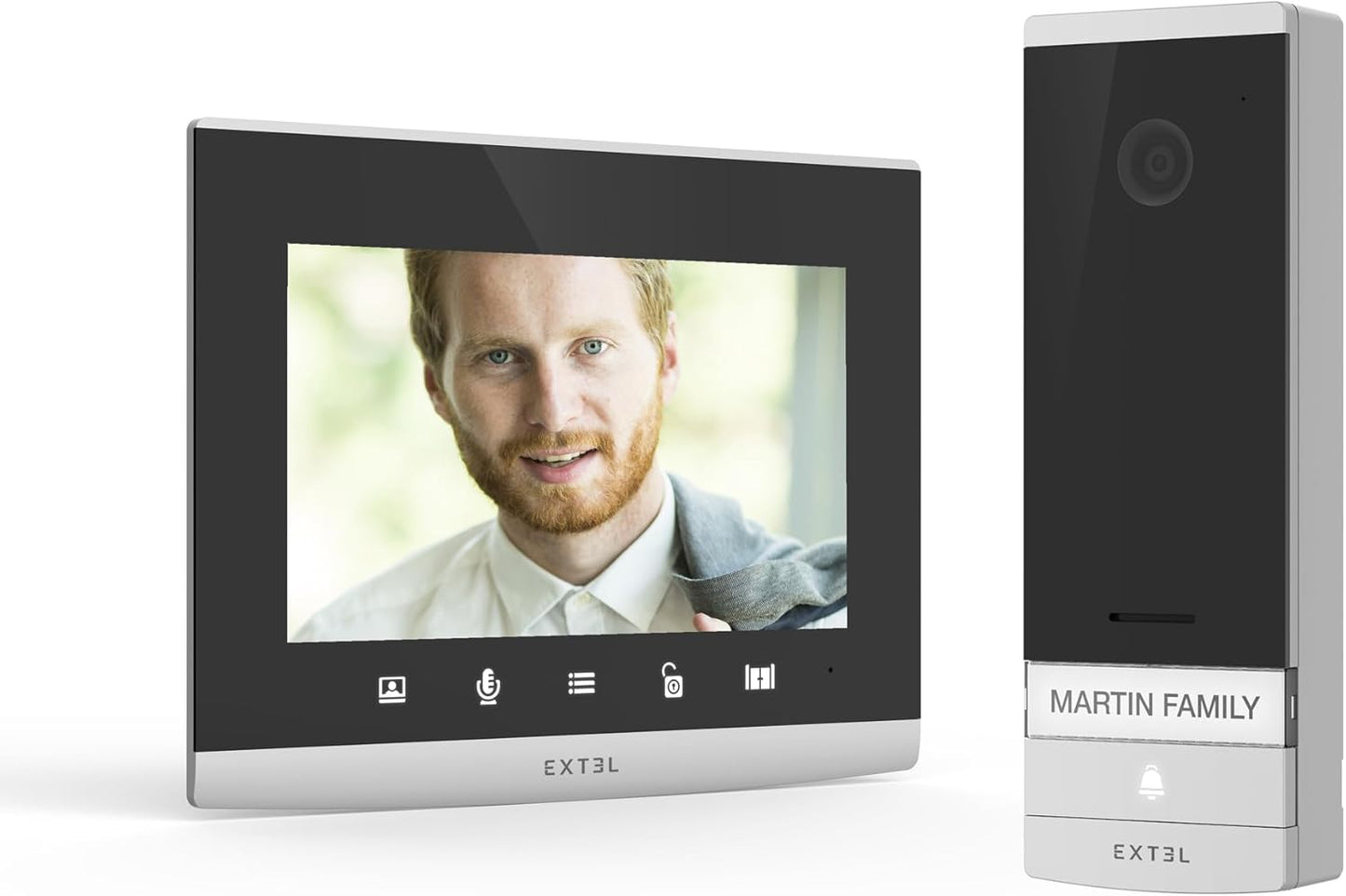 EXTEL Connect 2 Smart Video Door Intercom 7" Touchscreen Monitor with Wi‑Fi, Night Vision, Internal Memory