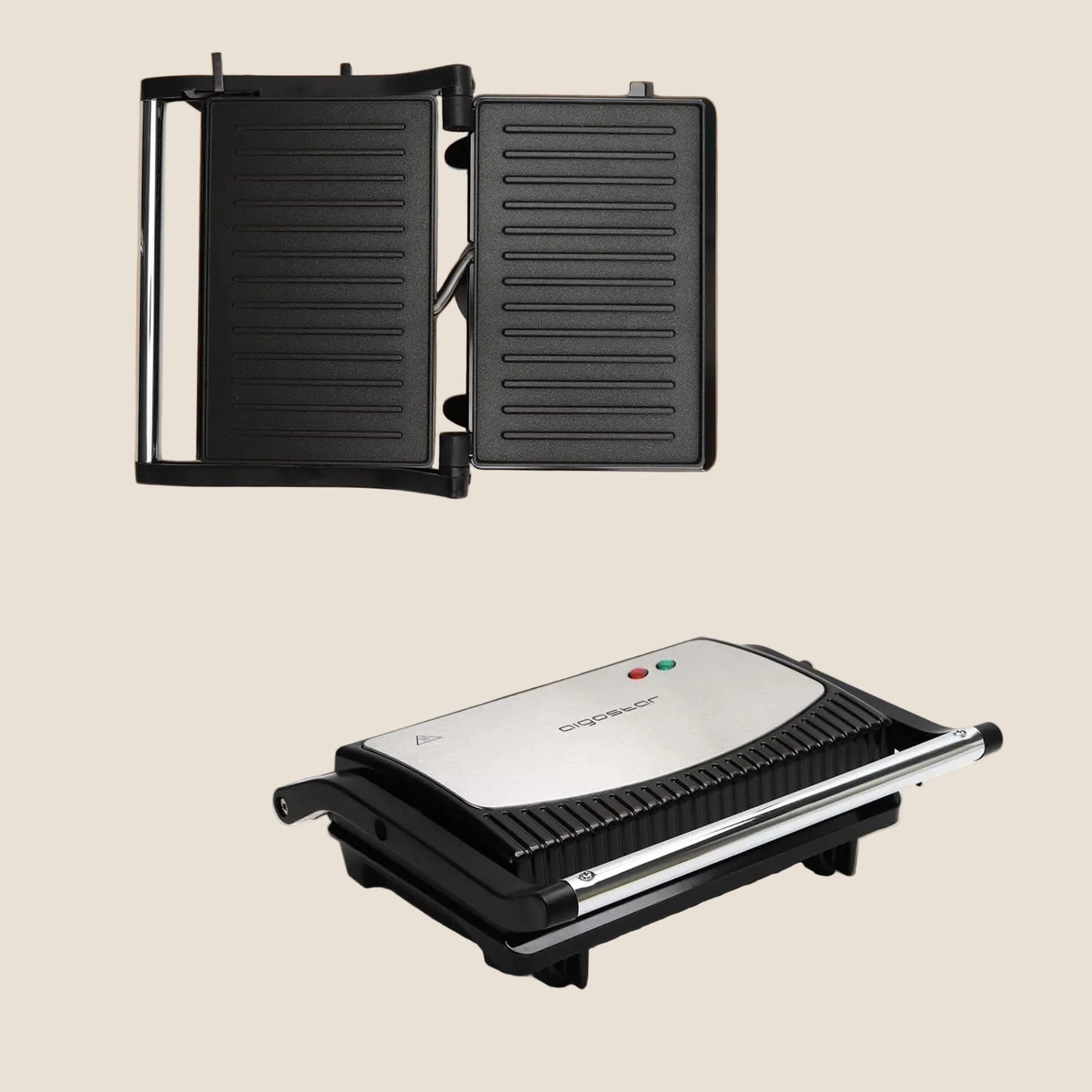Aigostar York 800W Stainless Steel Panini Press Deep Fill