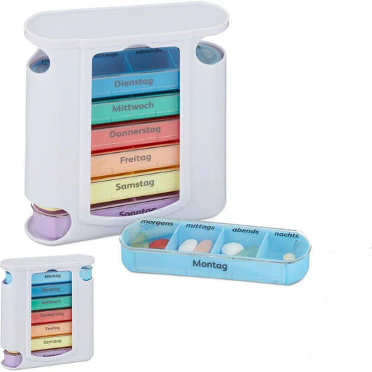 Relaxdays Weekly 7-Day Pill Organizer Box with 4 Daily Compartments - Gomix Brands Outlet