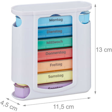 Relaxdays Weekly 7-Day Pill Organiser Box with 4 Daily Compartments, Set of 2