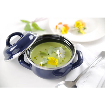 HENDI Durable Enamel Soup & Gravy Pan with Lid for Gas Stoves, Versatile Cooking & Serving Pot