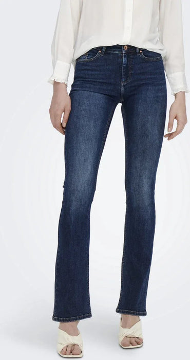 ONLY Mid Blush Flared Denim Jeans for Women Dark Blue - Gomix Brands Outlet