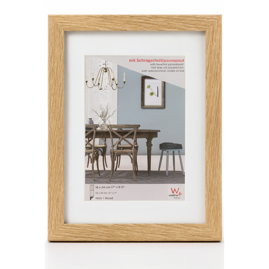 Walther Design Light Oak 18x24 cm Picture Frame with Passepartout