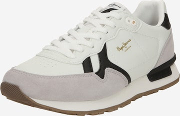 Pepe Jeans Brit Supra Men's Casual White Leather Sneakers with Treaded Sole