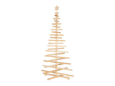 Livarno Home Reusable Wooden Christmas Tree, 23 Adjustable Branches, Stable Base
