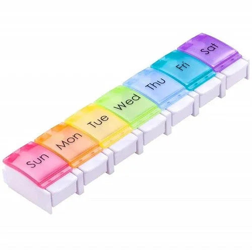 Weekly 7-Day Push Button Pill Organizer Case for Daily Medicine Doses - Gomix Brands Outlet