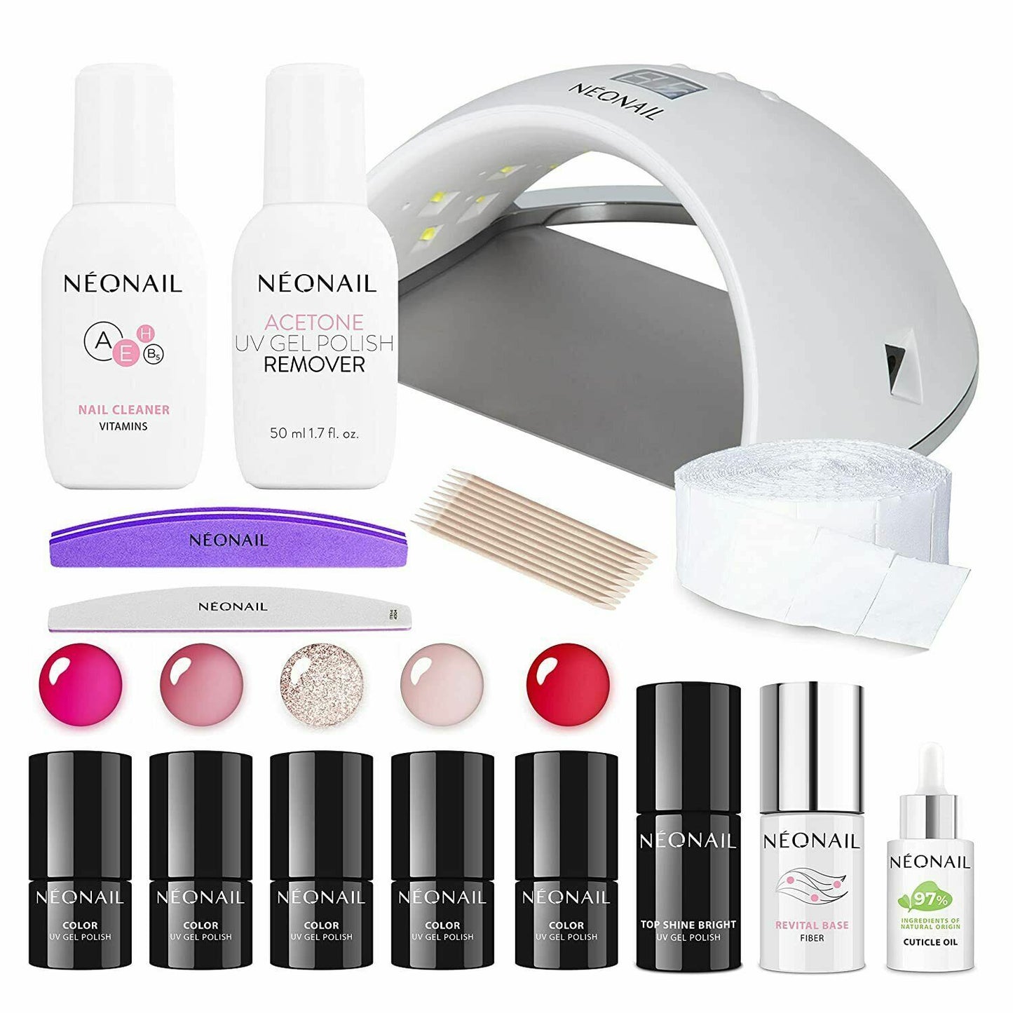 NeoNail Adorable UV Gel Polish Starter Kit, 5 Colors, 48W LED Lamp