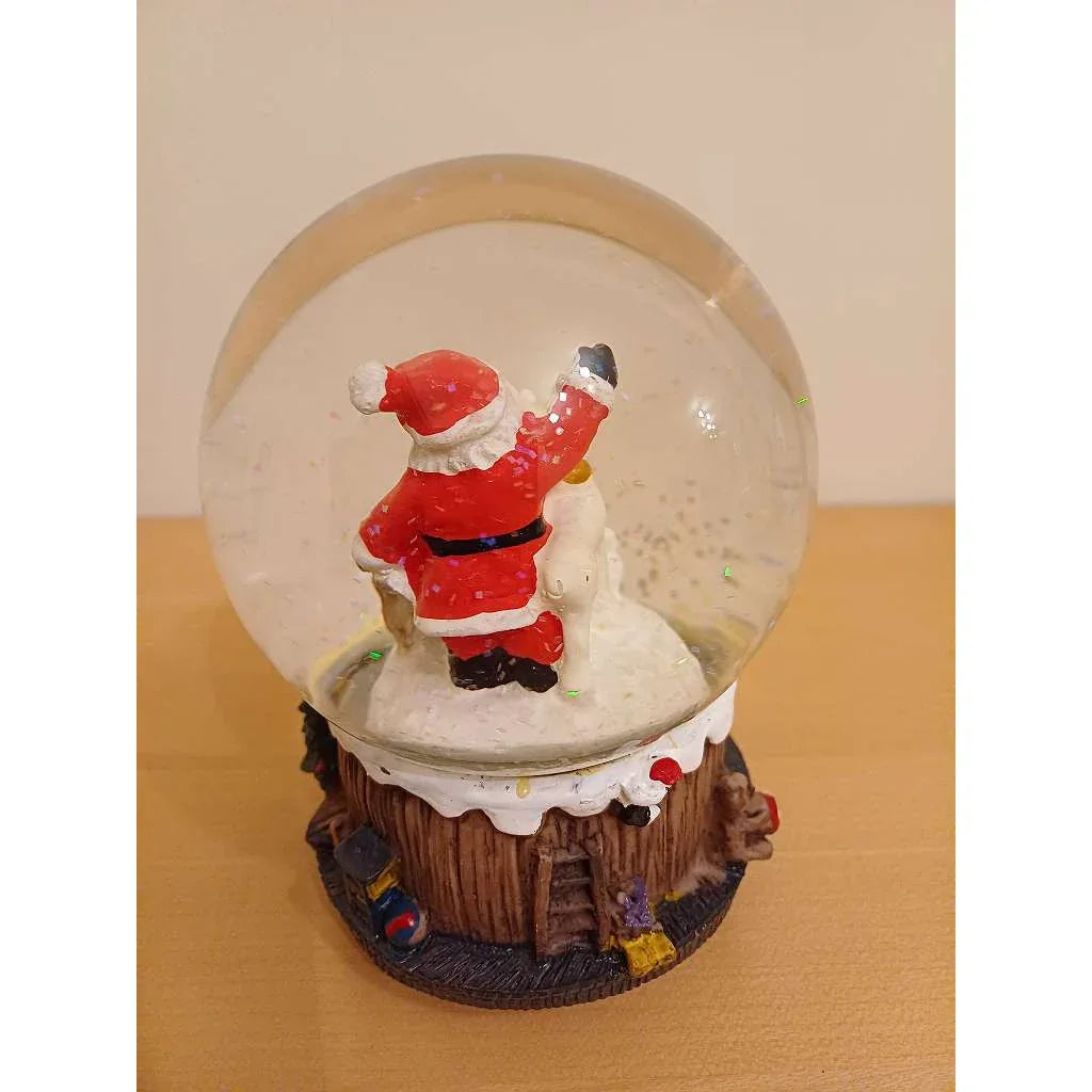 Enchanting Christmas Snow Globe Music Box, Real Glass Globe, Winding Melody - Gomix Brands Outlet