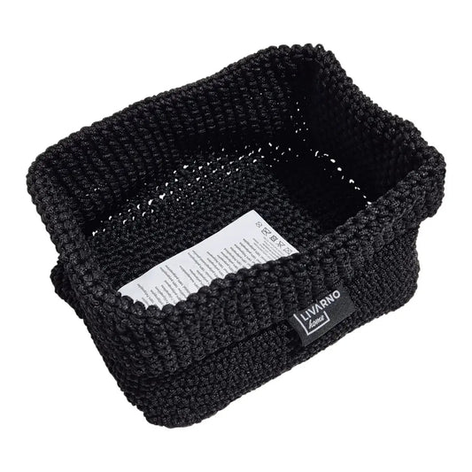 LIVARNO Home Crocheted Storage Basket 22 x 14 x 10 cm Black