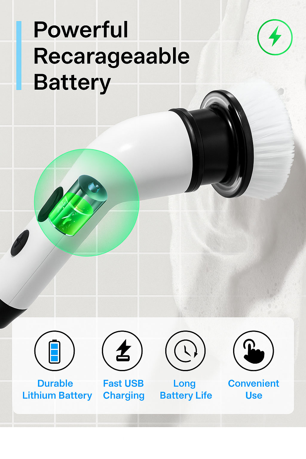 T&Z JY-6010 9-in-1 Cordless Electric Mop with Rotating Brush