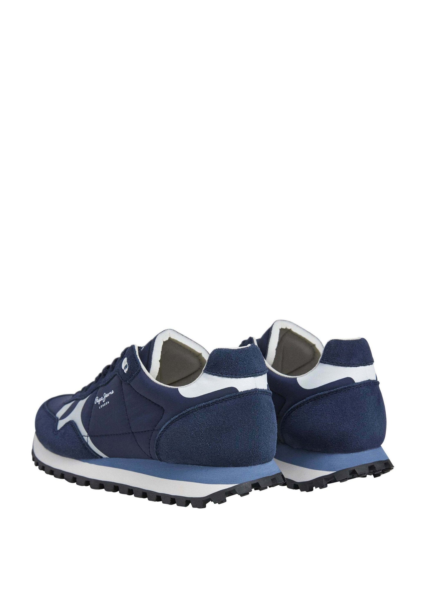 Pepe Jeans Brit-On Navy Blue Suede Mesh Athletic Trainers Fashion Sneakers
