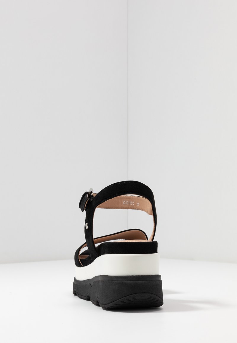 Geox Women's Gardenia Black Suede Platform Wedge Sandals with Ankle Strap