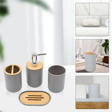 Colcolo Modern Gray 4-Piece Bathroom Accessory Set: Soap Dispenser, Toothbrush Holder