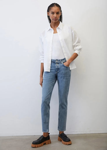 MARC O'POLO Theda Boyfriend Cropped Jeans Organic Cotton Blend Sustainable Mid Blue - Gomix Brands Outlet