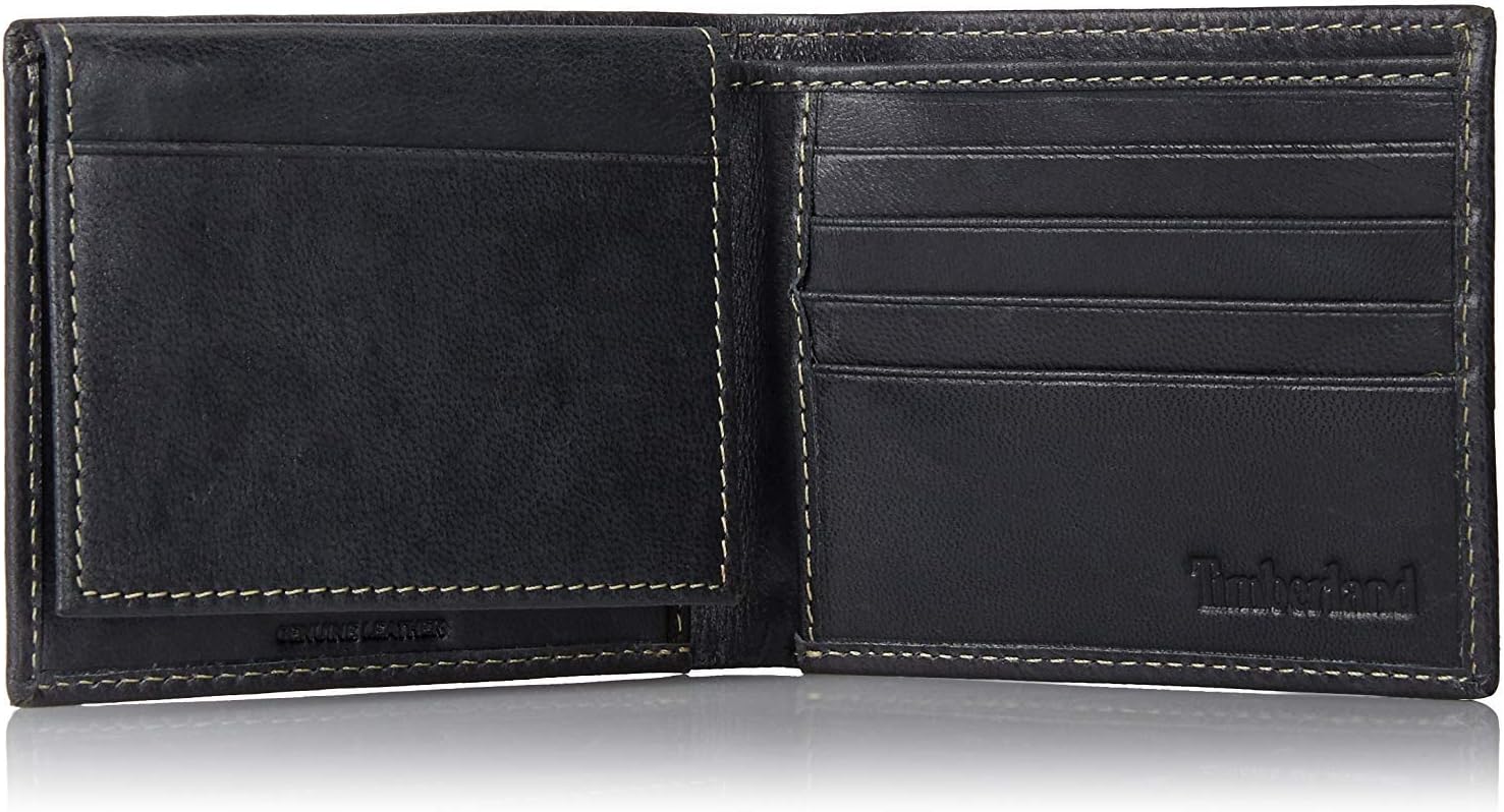 Timberland Black Leather Bifold Wallet with Clip Pocket