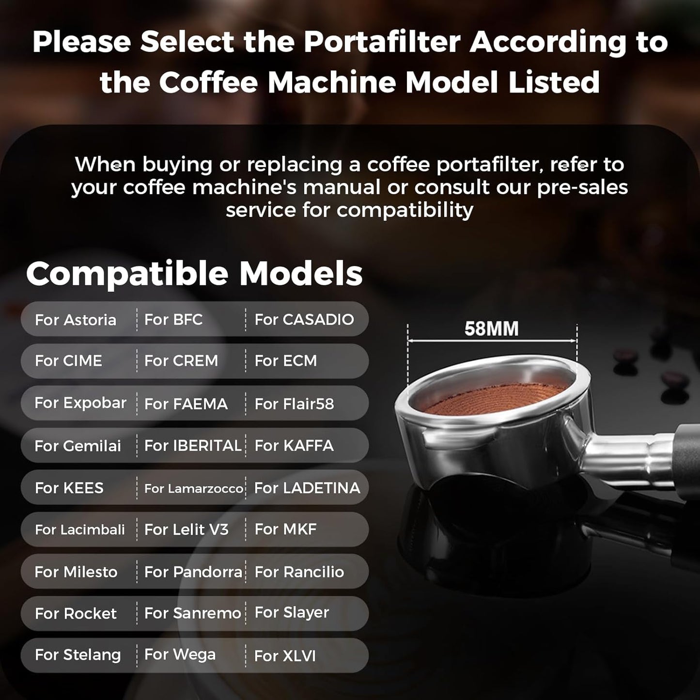 IKAPE 58mm Bottomless Portafilter with Stainless Steel Basket – E61 Compatible