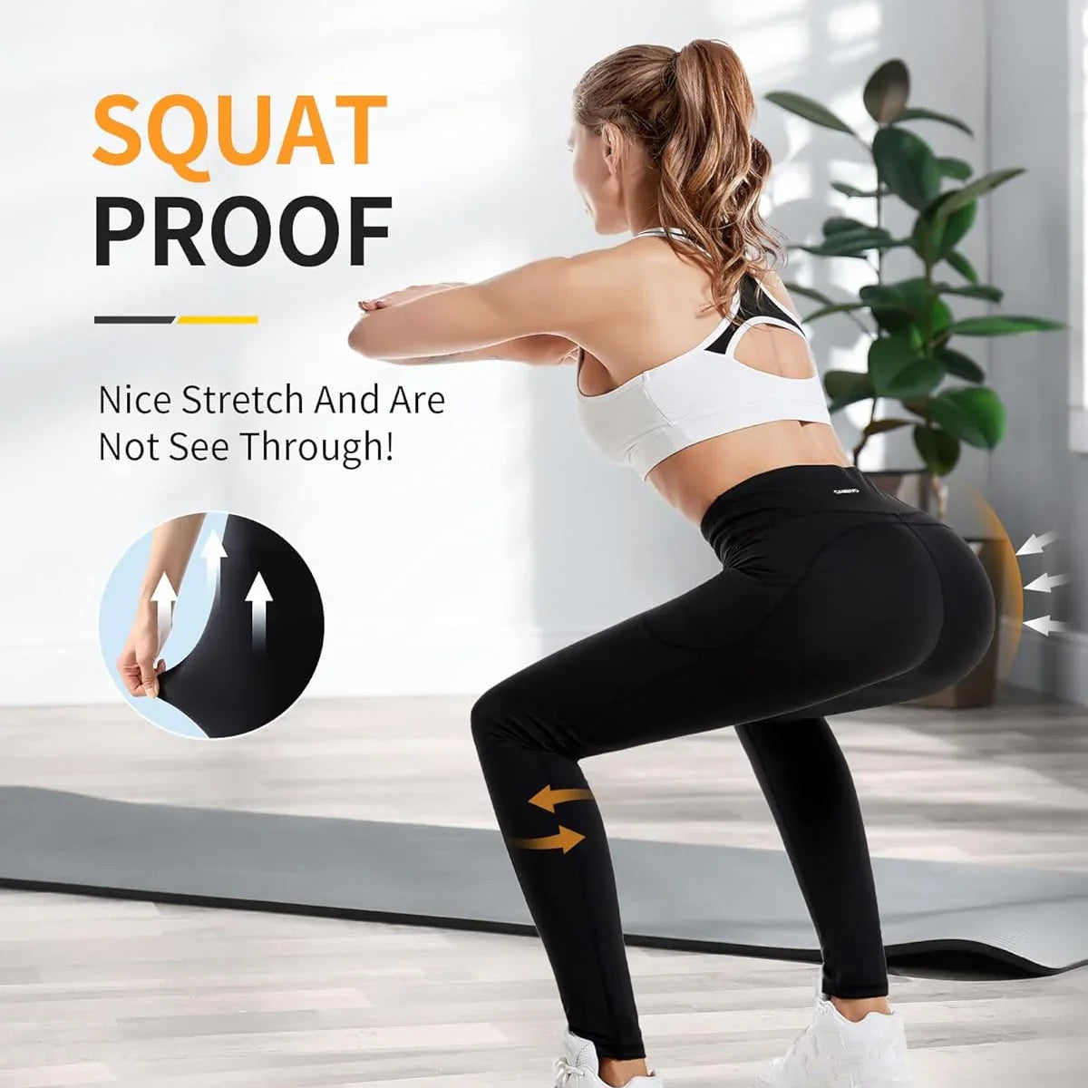 CAMBIVO Women's High-Waisted Stretch Leggings with Pockets for Yoga - Gomix Brands Outlet