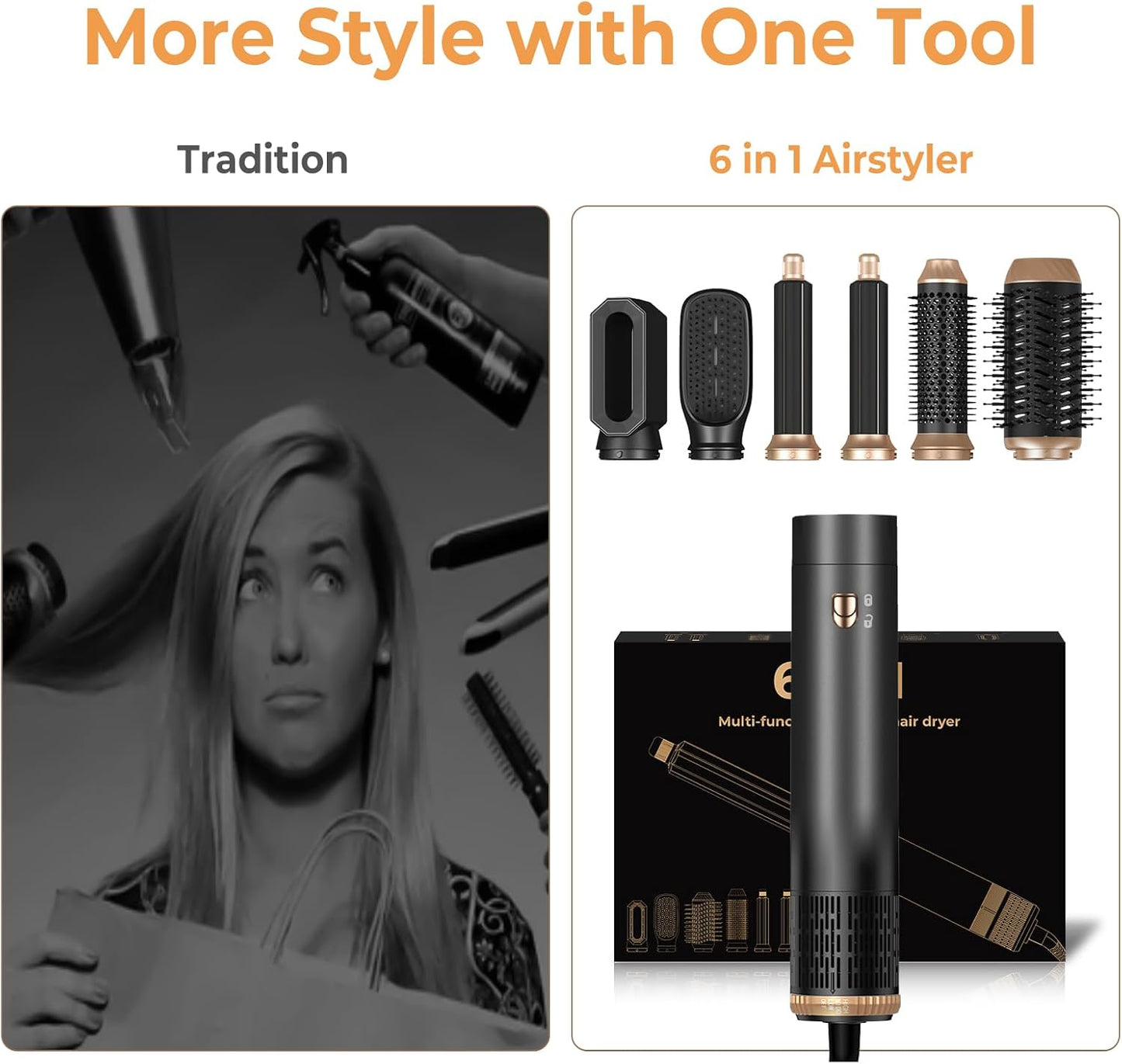 UKLISS 6-in-1 Airstyler Multi-Hair Styler – Fast Dry, Curl, Volume