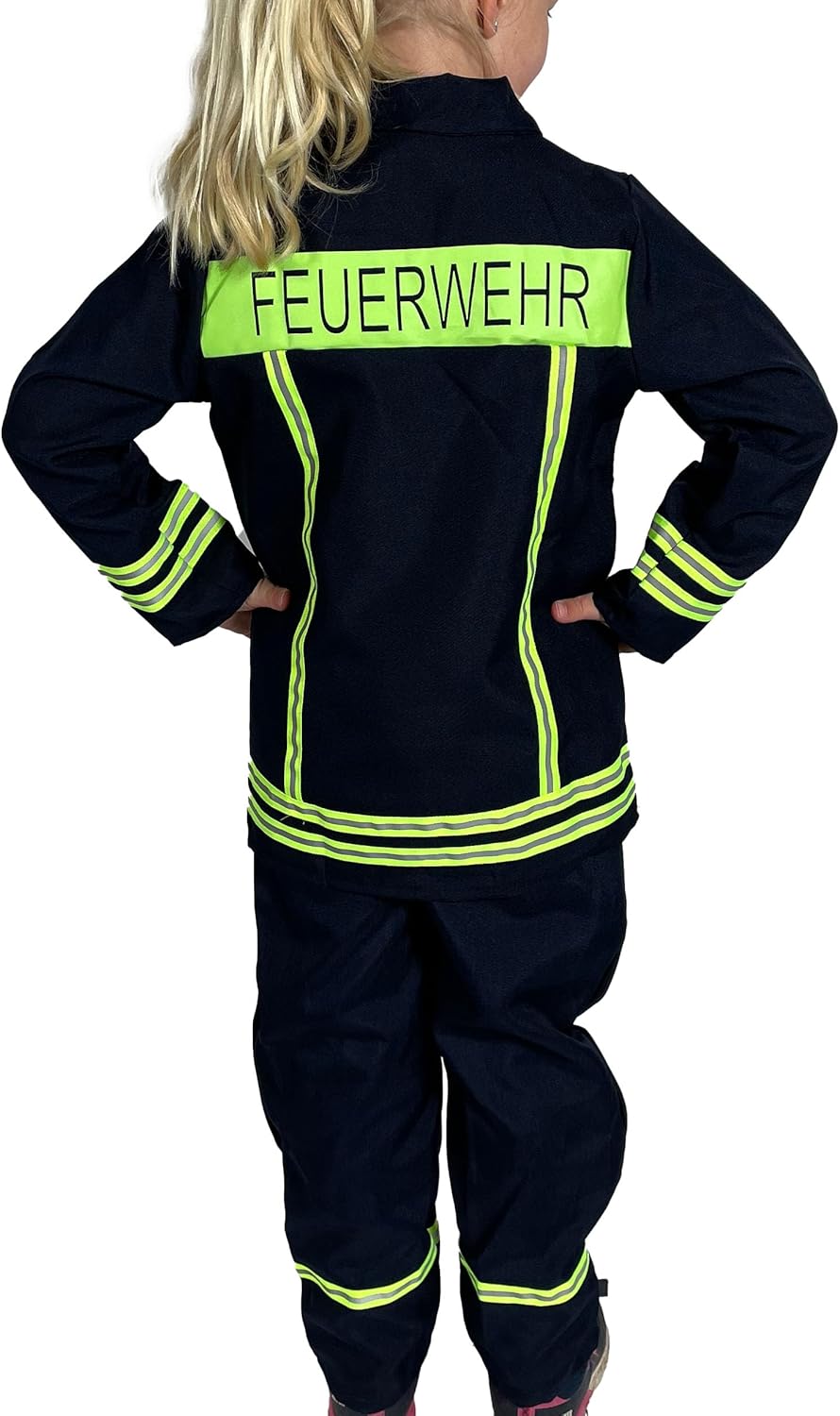 Foxxeo Kids Dark Blue Firefighter Costume Two‑Piece Set with Jacket & Pants