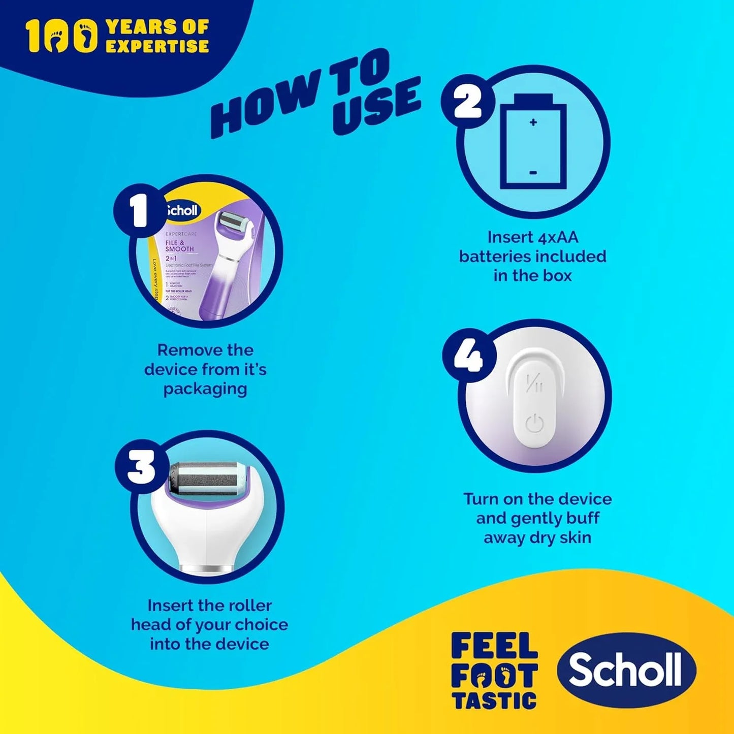 Scholl ExpertCare 2-in-1 Electric Foot File Dual Speed Remover - Gomix Brands Outlet