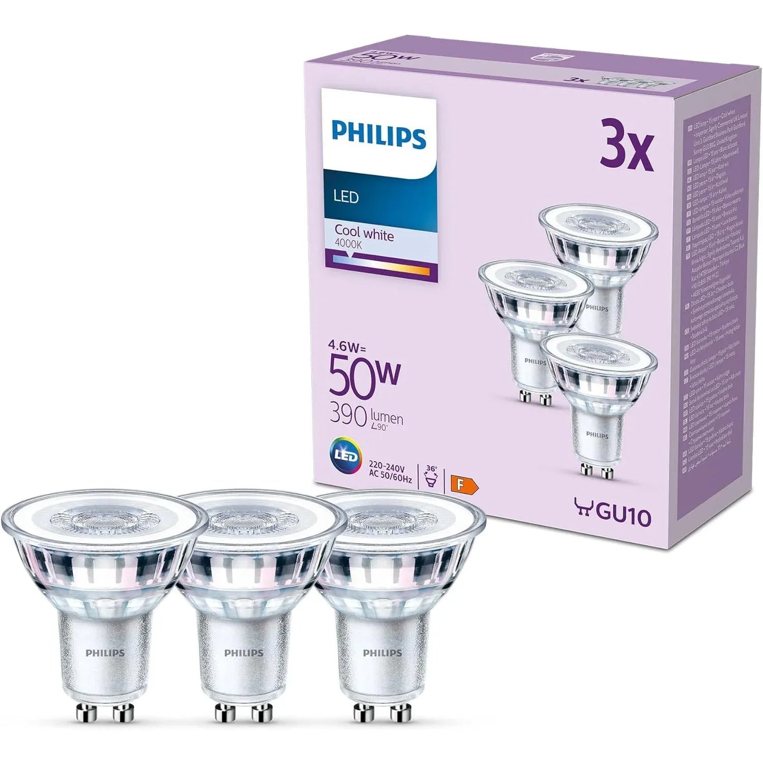 Philips LED Classic GU10 Spot Bulb 3‑Pack Cool White 4000K / 2700k - Gomix Brands Outlet