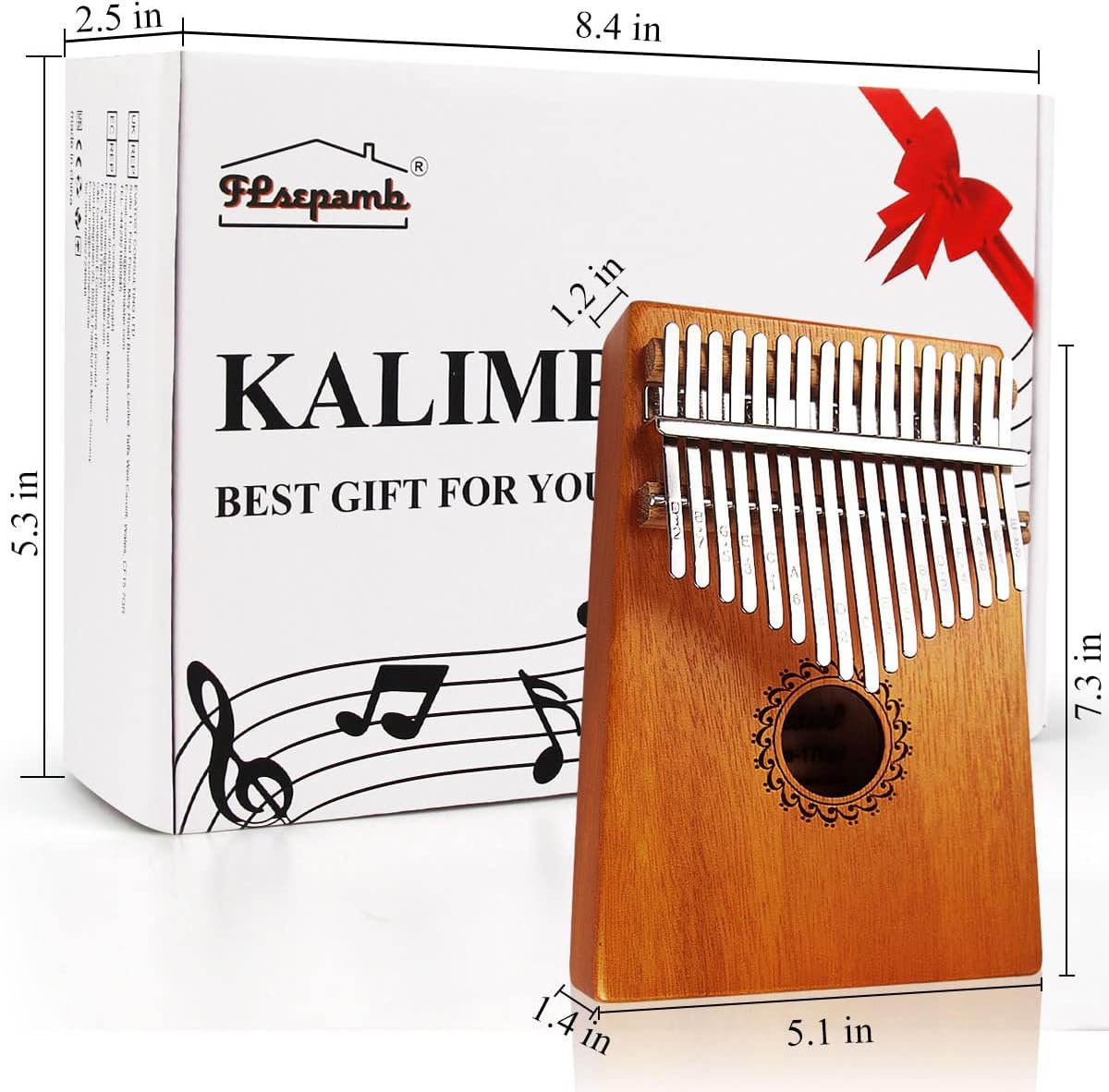17 Key Thumb Piano Mahogany Wood, Portable Mbira Finger Piano