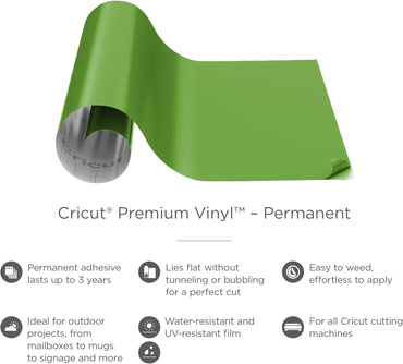 Cricut Lime Green Glossy Permanent Vinyl Roll 12x48