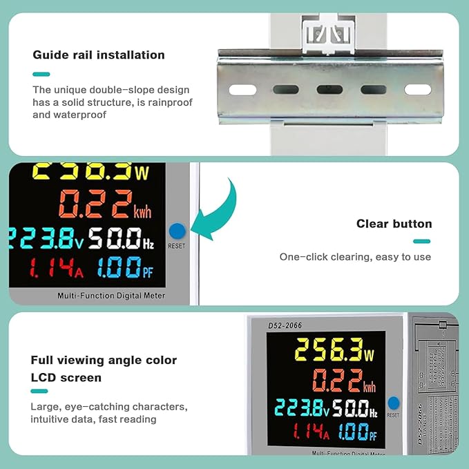 BOSYTRO Smart WiFi Electricity Meter: 1-Phase AC40-300V 100A DIN Rail KWh Monitor