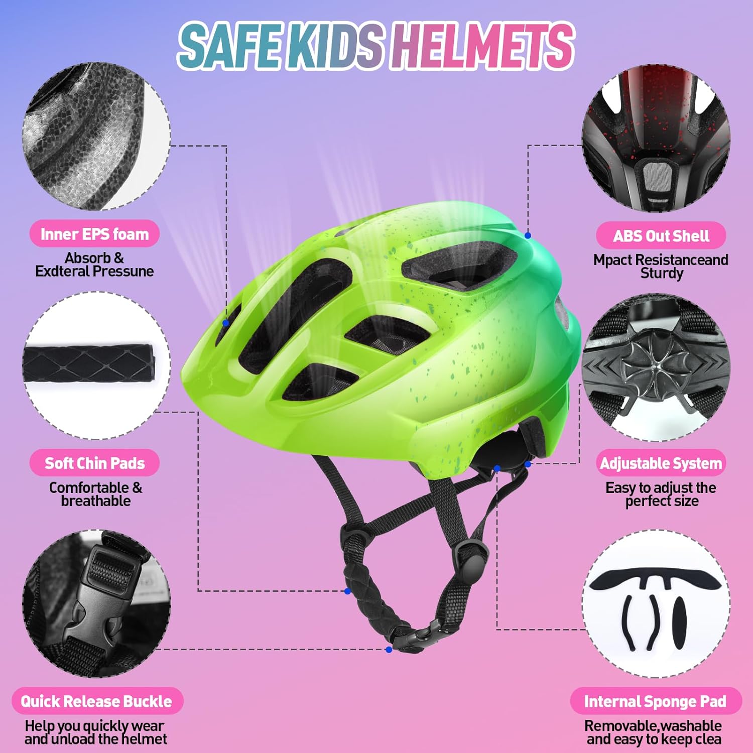 RaMokey Kids Bike Helmet with Detachable Visor, Adjustable Fit