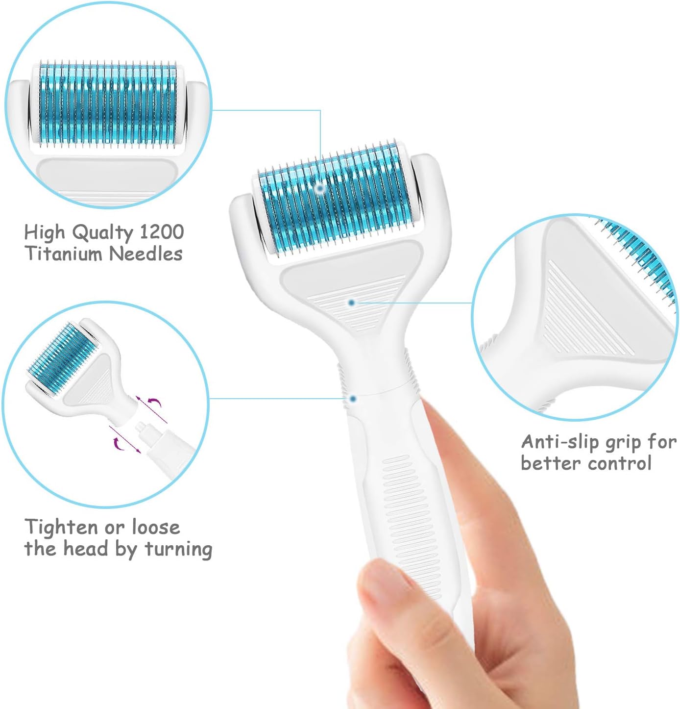 Winpok 6-in-1 Titanium Derma Roller Kit with 4 Needle Heads