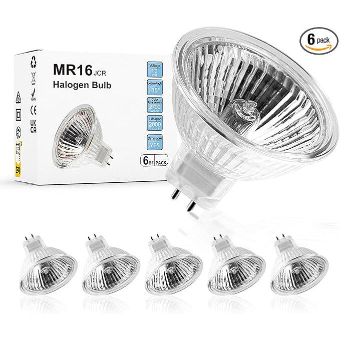WeshLMPO MR16 35W GU5.3 Dimmable Warm White Halogen Bulb 6-Pack