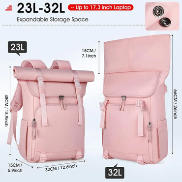 Expandable Rolltop Laptop Backpack 43.94 cm Waterproof 32L - Gomix Brands Outlet