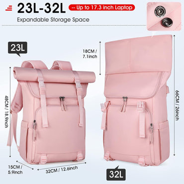 NEWHEY Expandable Rolltop Laptop Backpack 17.3" Waterproof 32L