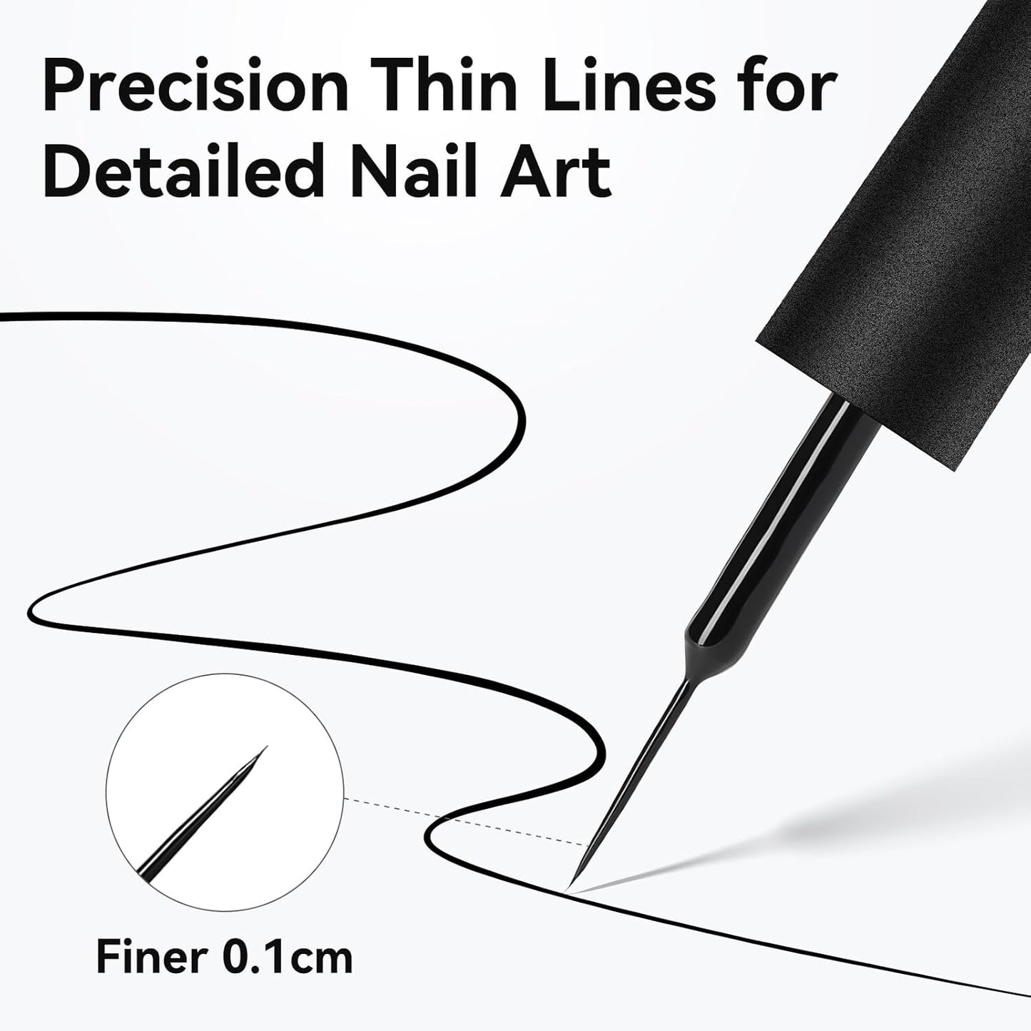 Makartt Pro Gel Nail Liner Set: White & Black, Precision Brush
