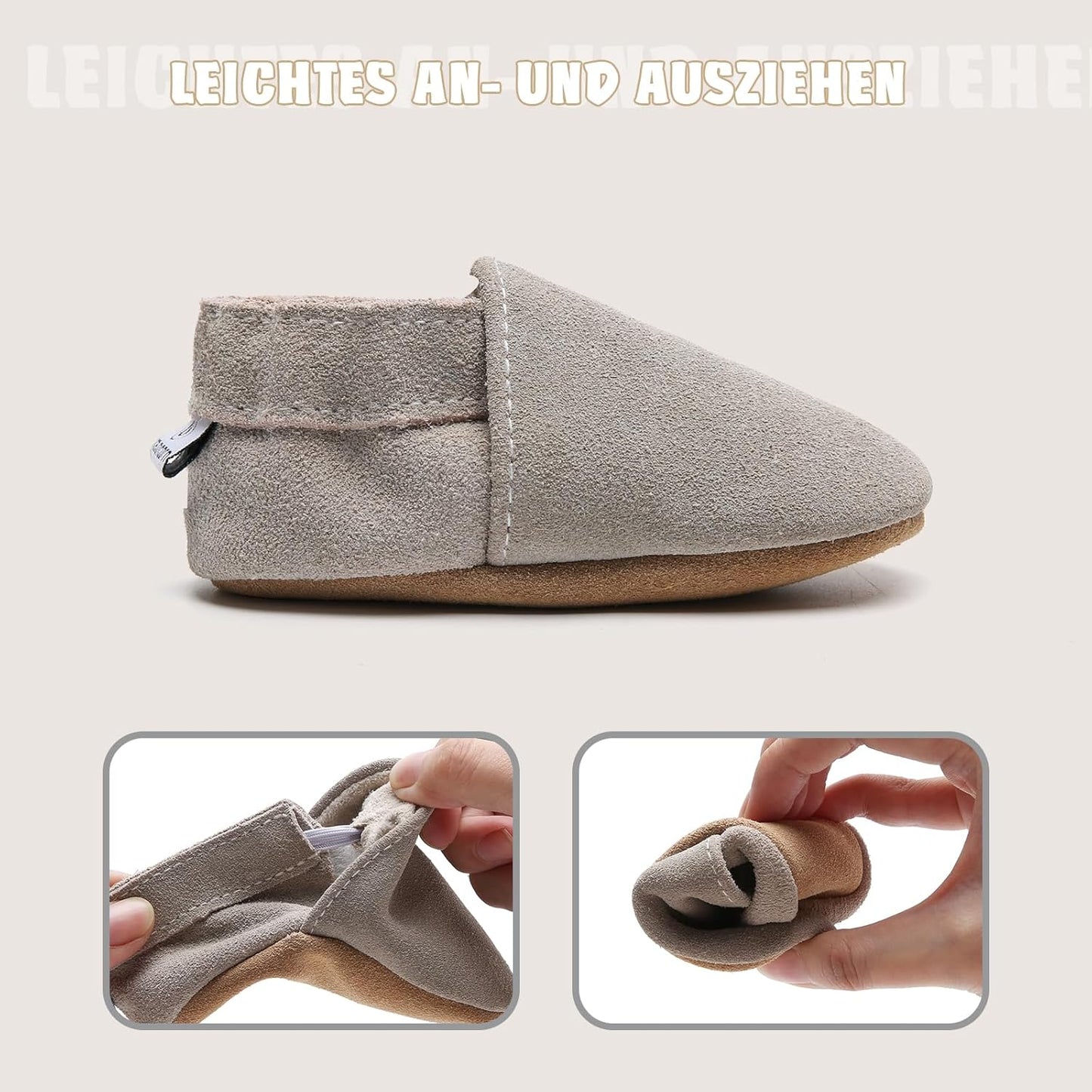 IceUnicorn Babies First Walking Shoes Soft Leather Slippers with Suede Soles