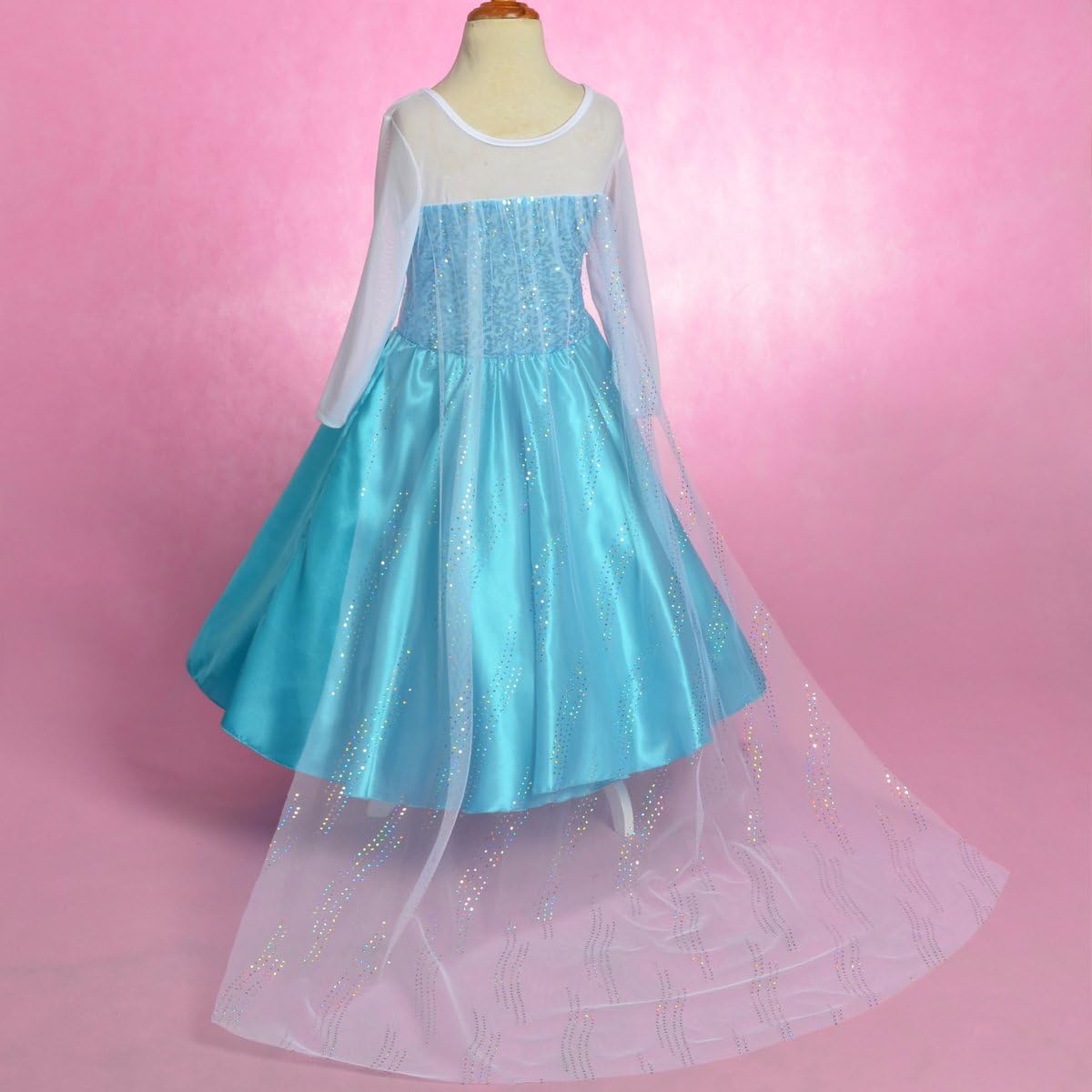 Lito Angels Blue Princess Dress with Sparkling Cape for Girls