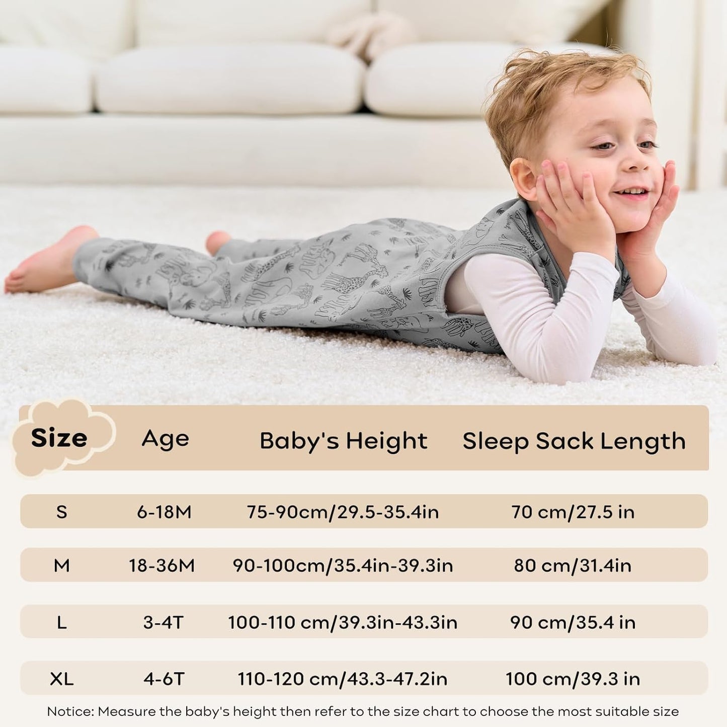 Soft 0.5 Tog Unnivoll Cotton Baby Sleeping Bag with Feet