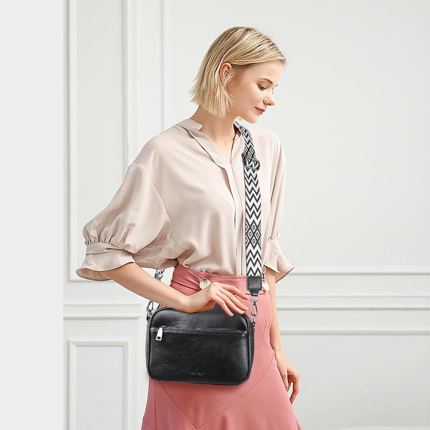 TANTOMI Women's Multifunctional Crossbody Bag with Spacious Compartments