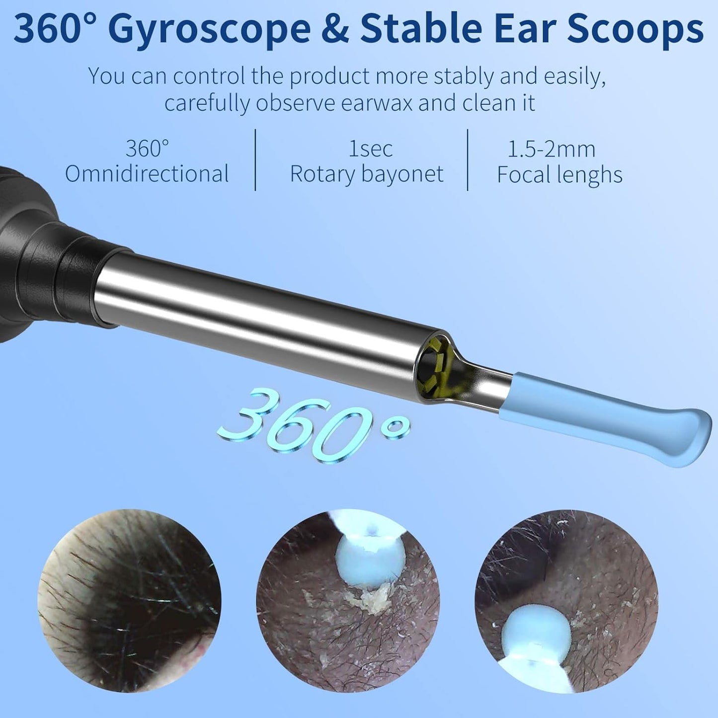 VITCOCO Wireless Ear Wax Removal Otoscope with 1296P HD Camera