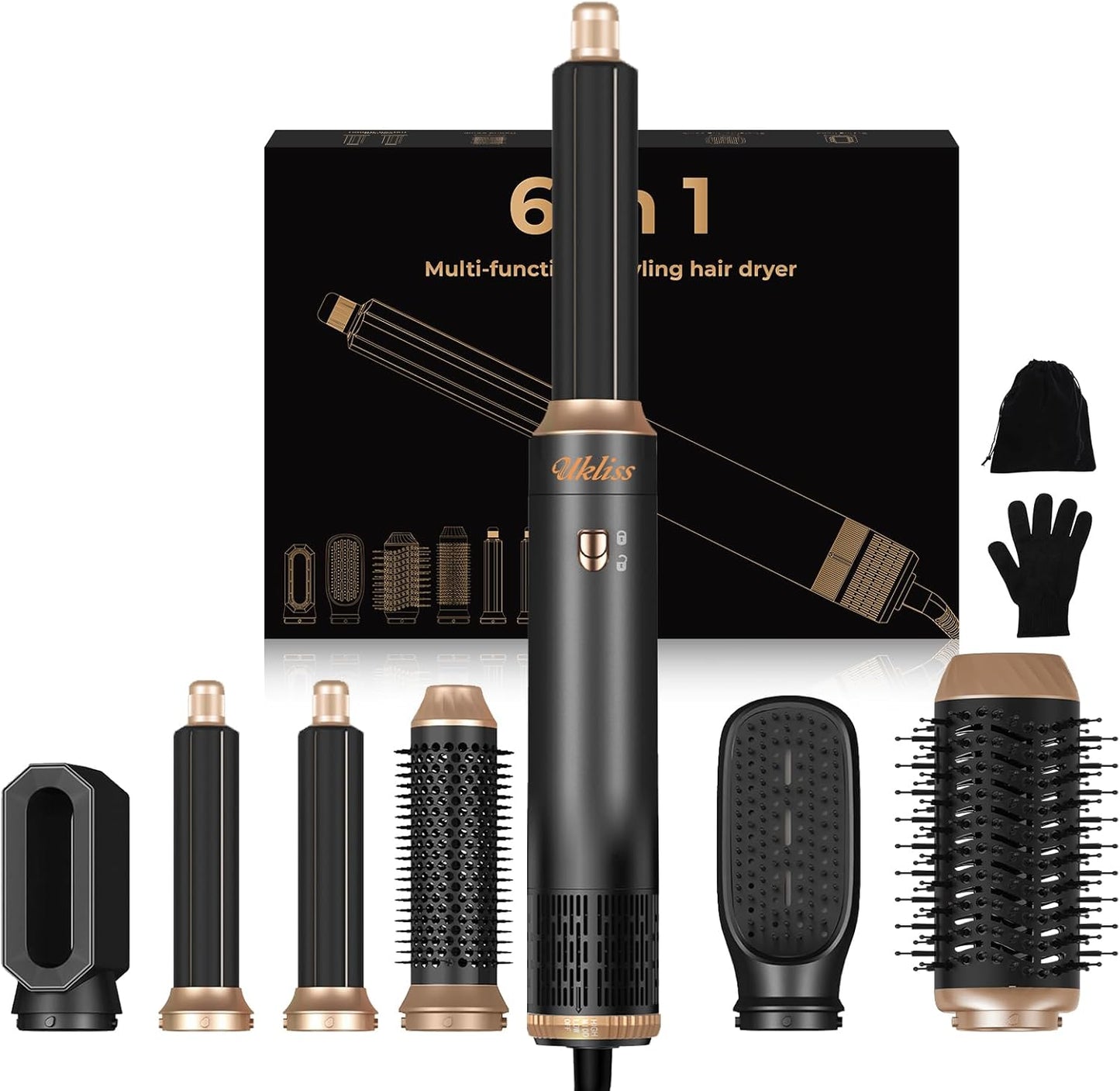 UKLISS 6-in-1 Airstyler Multi-Hair Styler – Fast Dry, Curl, Volume