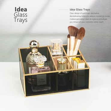 Makeup Organizer Gold Vintage Makeup Organizer with Brass Trim and Holder - Gomix Brands Outlet