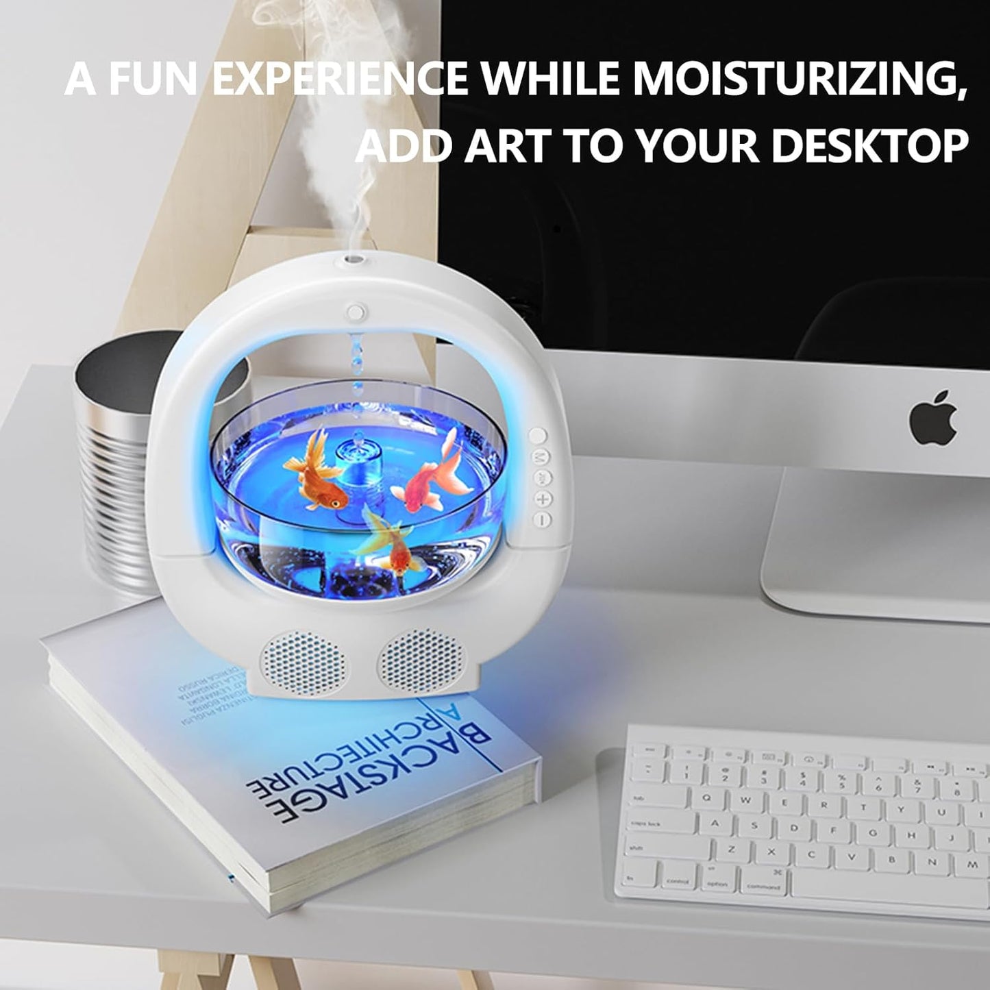 Anti-Gravity Humidifier with Fish Tank, 7-Color Night Light & Bluetooth Speaker
