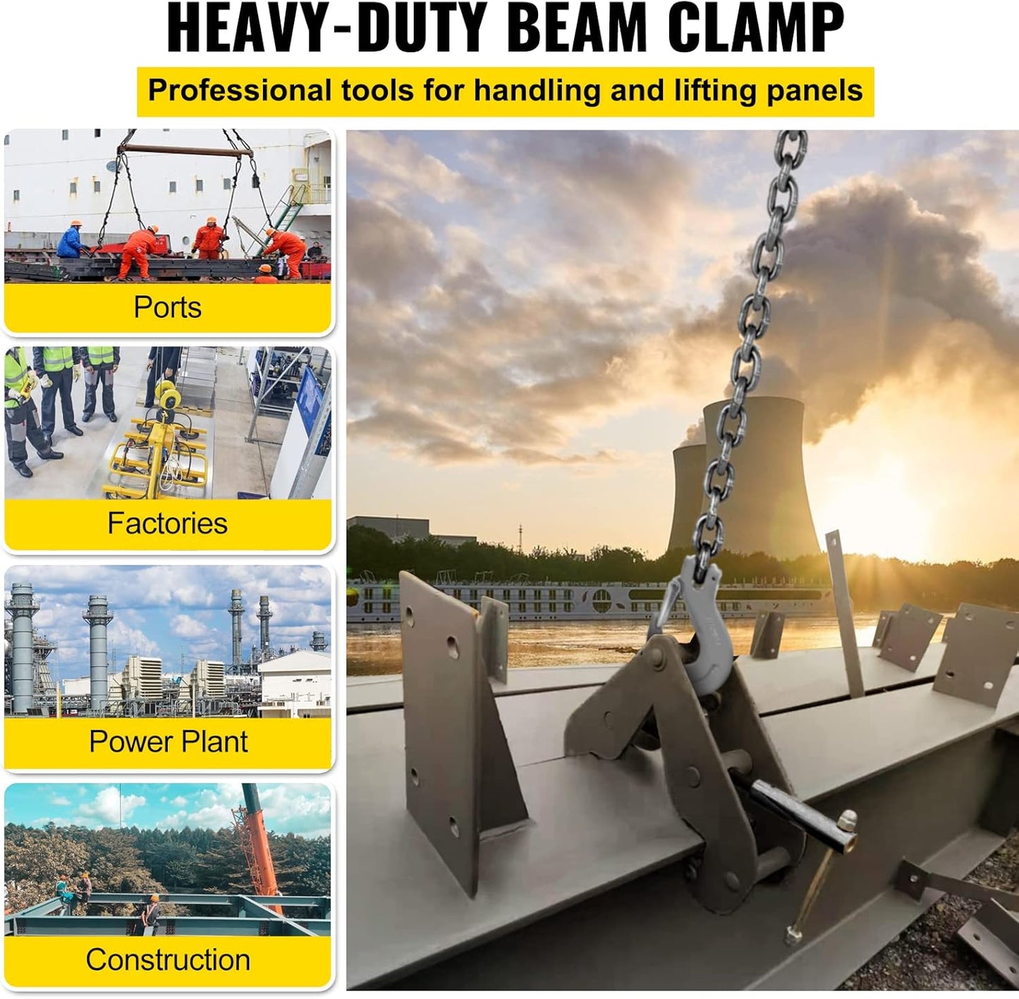 VEVOR 1 Ton Capacity I Beam Clamp For Rigging Heavy Duty Steel Lifting