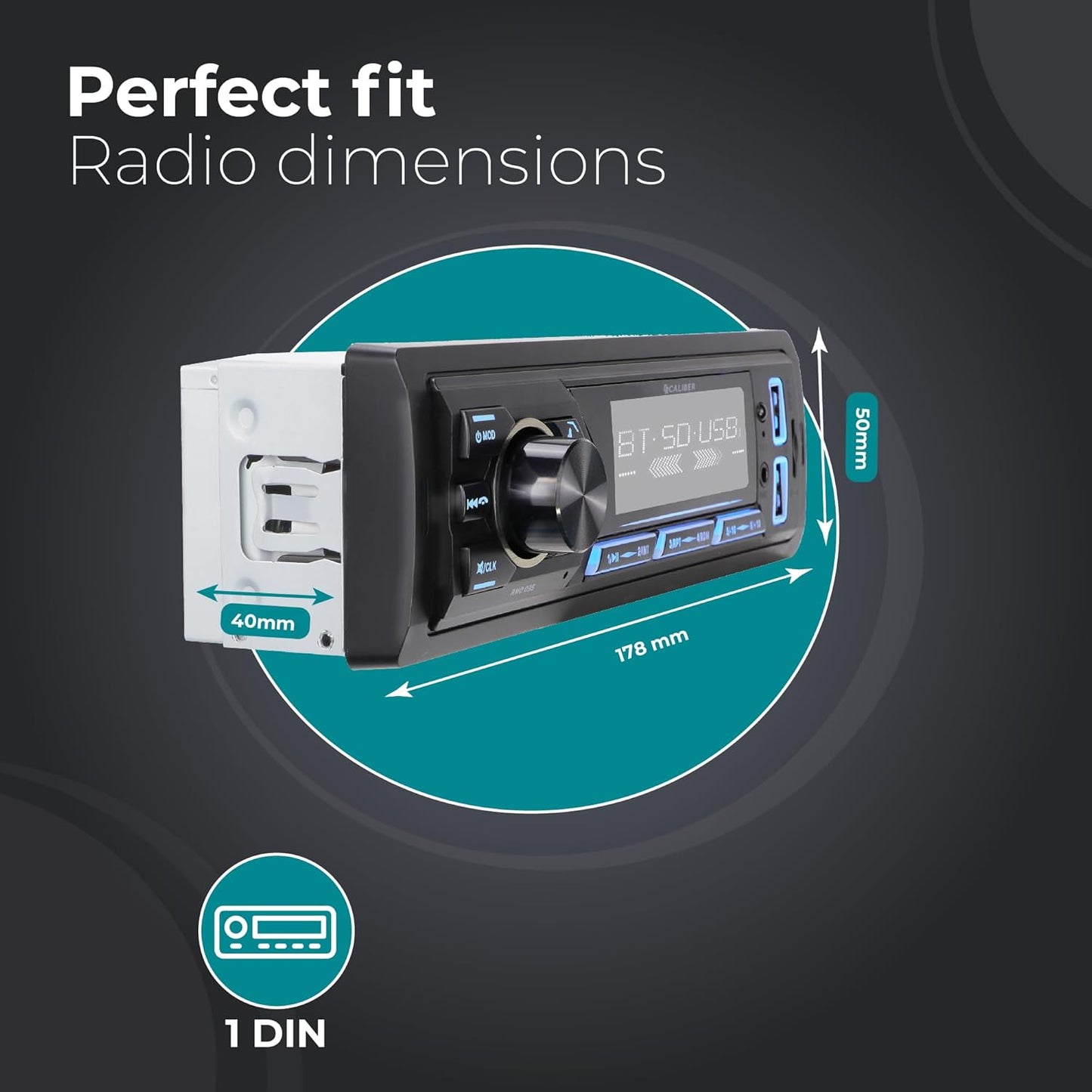 Caliber 1DIN Bluetooth Car Radio with DAB+ and USB