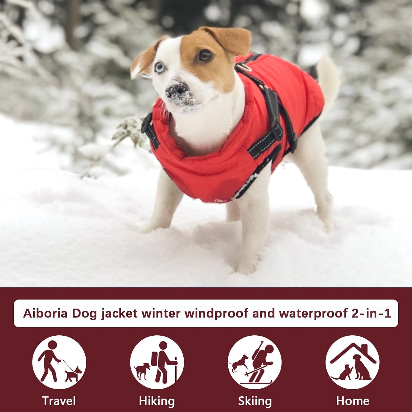 Aiboria Windproof Dog Jacket: Warm Fleece Vest with Harness