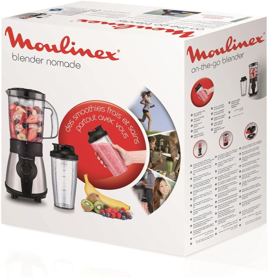 Moulinex Blend & Go Portable Blender: Compact 750ml Travel Bottle Smoothie Maker