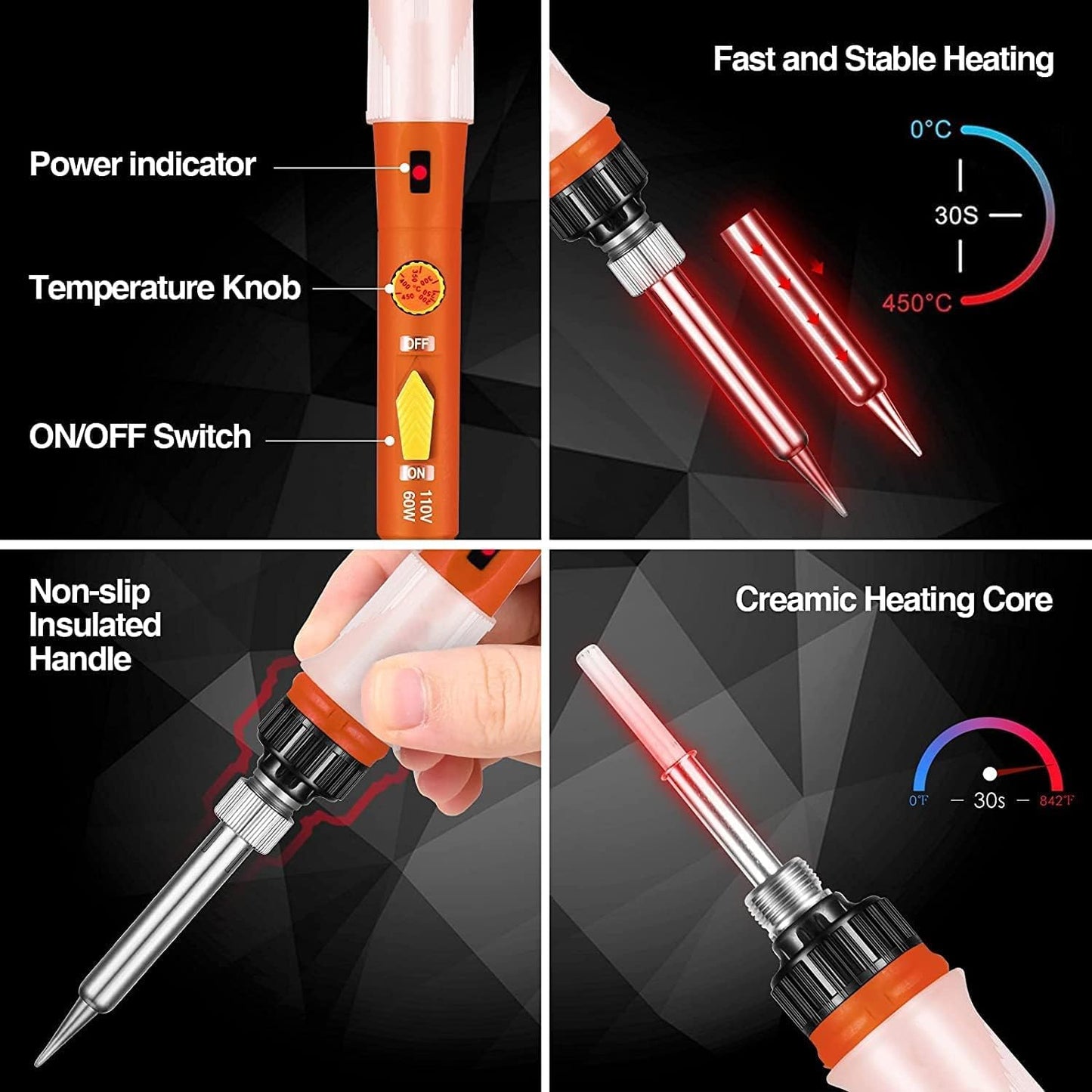 SREMTCH Upgraded Soldering Iron Kit with ON/OFF Switch & Adjustable Temperature