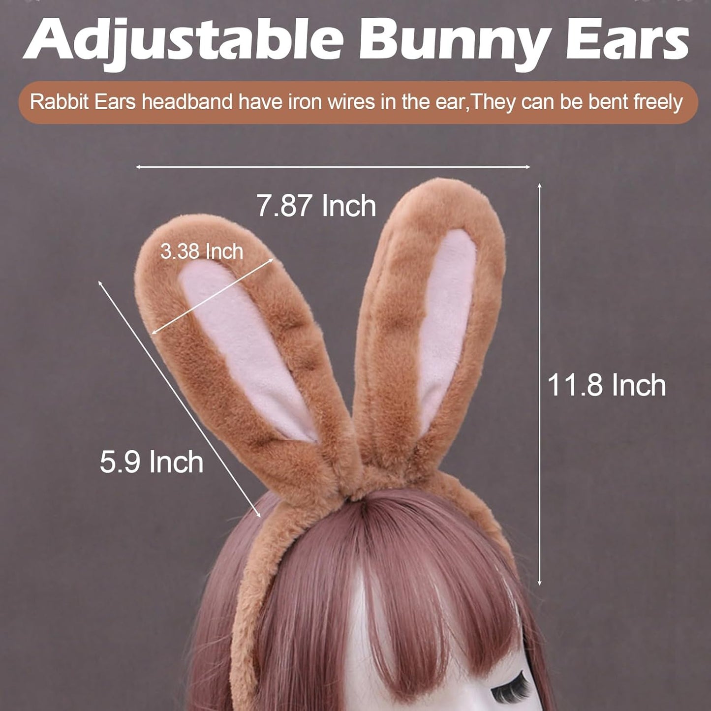 Plush Bunny Ear Headband with Tail for Easter Halloween